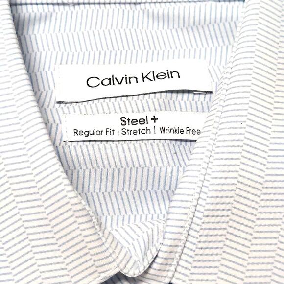 Calvin Klein Men's Steel Plus Regular Fit Stretch Wrinkle Free Dress Shirt - Picture 7 of 9